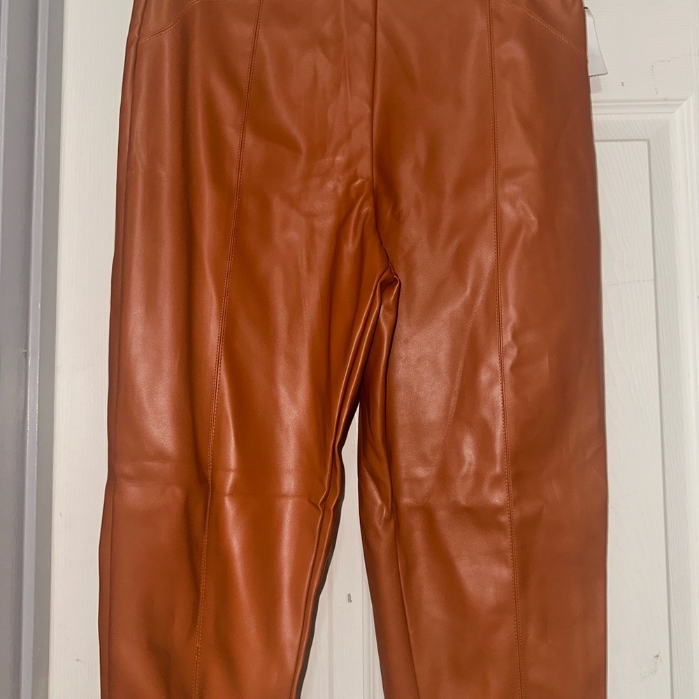 Stylish Orange Leather Pants